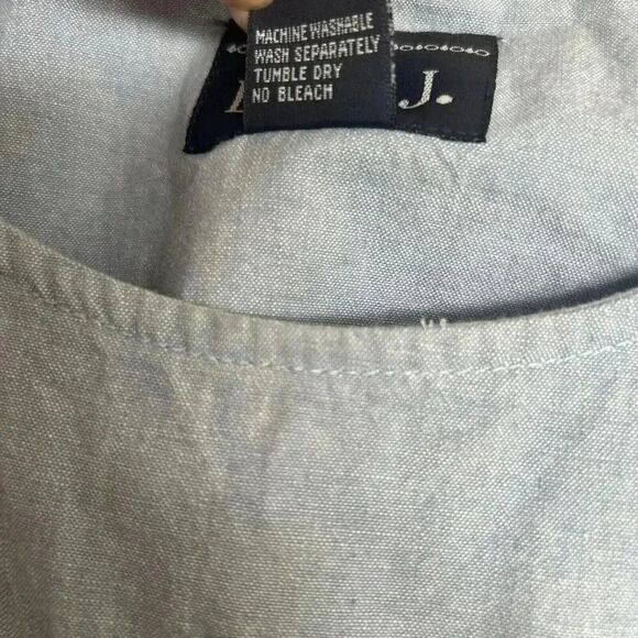 Vintage Embroidered Tropical Palm Short Sleeve Denim Blue J. Shift Dress Size M - Picture 8 of 12